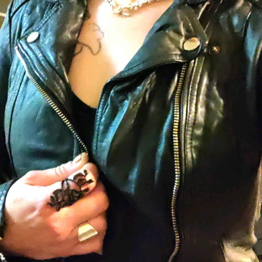 Leather biker jacket